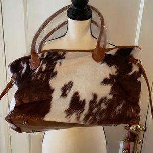 Large faux hair calf purse